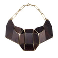 Load image into Gallery viewer, Gianfranco Ferre Vintage Brown / Gold Wood and Metal Geometric Necklace
