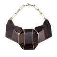 Load image into Gallery viewer, Gianfranco Ferre Vintage Brown / Gold Wood and Metal Geometric Necklace