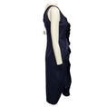 Load image into Gallery viewer, Dries Van Noten Purple / Black Ruffled Sleeveless Embroidered Chevron Jacquard Midi Cocktail Dress