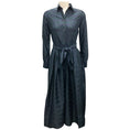 Load image into Gallery viewer, Ann Mashburn Navy / Green Blackwatch Silk Shantung Classic Shirtwaist Maxi Dress