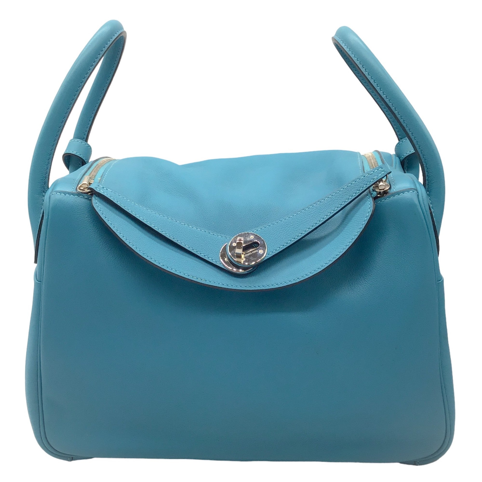 Hermes Turquoise 2007 Leather Lindy Handbag