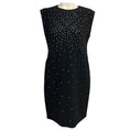 Load image into Gallery viewer, Saint Laurent Black Crystal Embellished Sleeveless Wool Midi Dress