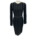 Load image into Gallery viewer, Herve Leger Black / Silver Stud Embellished Long Sleeved Bandage Dress