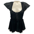 Load image into Gallery viewer, Giambattista Valli Black Short Sleeved Lace and Silk Chiffon Top