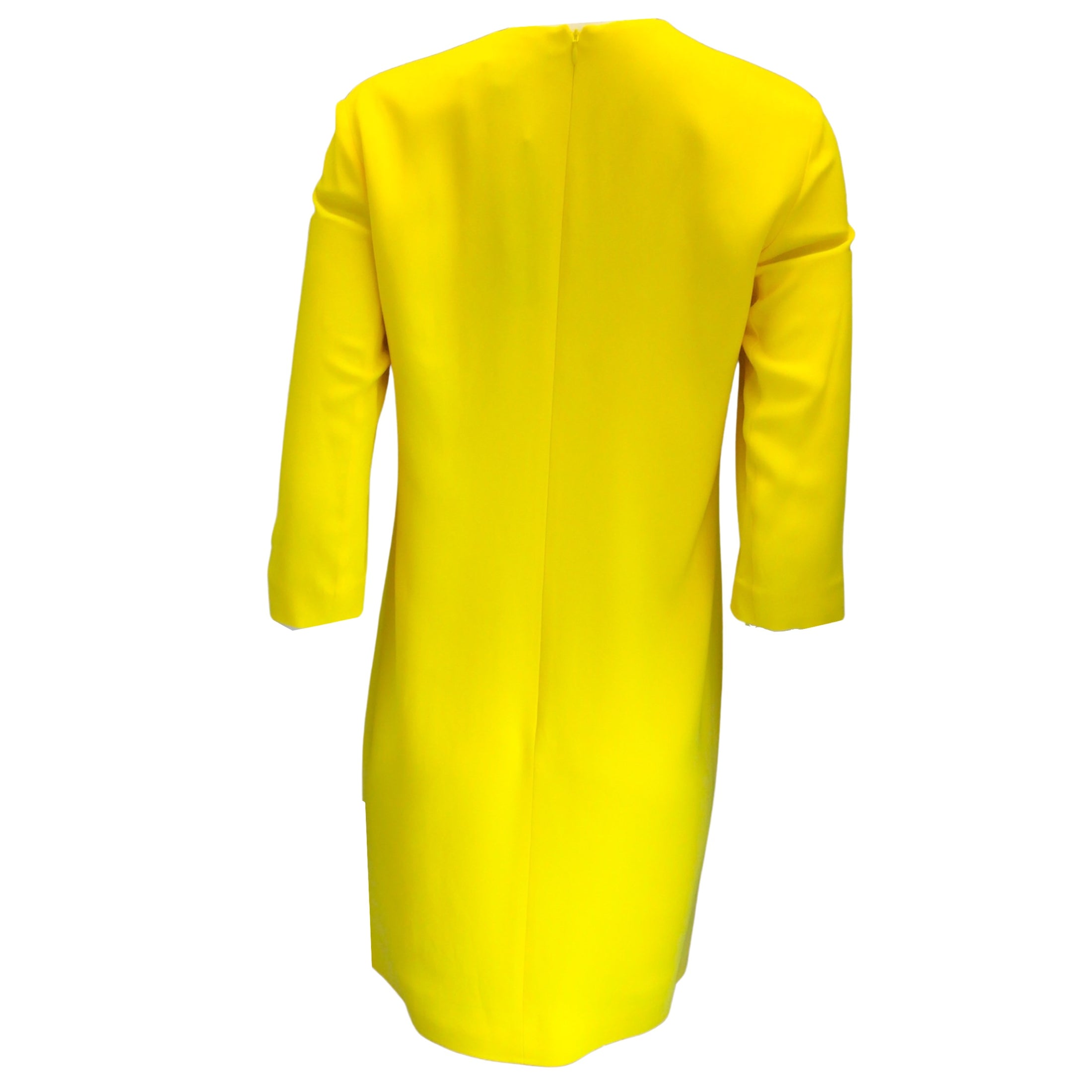 Ralph Lauren Black Label Yellow Three-Quarter Sleeved Crepe Shift Dress