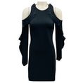 Load image into Gallery viewer, David Koma Black Ruffled Cold Shoulder Nylon Stretch Mini Cocktail Dress