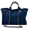 Load image into Gallery viewer, Chanel Navy Blue Canvas Medium Deauville Shopper Tote Handbag