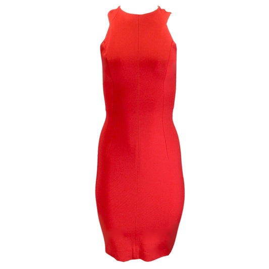 Veronica Beard Red Full Back Zip Sleeveless Fitted Knit Dress
