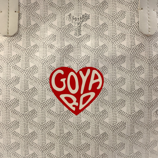 Goyard White Goyardine Saint Louis PM Tote with Heart