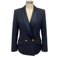 Load image into Gallery viewer, L'Agence Navy Blue Blazer with Gold Buttons and Satin Lapel