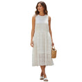 Load image into Gallery viewer, Lafayette 148 New York White Grid Pattern Sleeveless Midi Dress