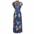 Load image into Gallery viewer, Leo Lin Moonlight Blue Lavish Print Grace Flutter Sleeve Midi Dress
