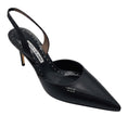 Load image into Gallery viewer, Manolo Blahnik Dark Brown Homerasli Pointed Toe Calf Leather Slingback Pumps with Contrast White Stitching