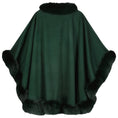 Load image into Gallery viewer, Sofia Cashmere Emerald Green Cervinia Fur Trimmed Cape