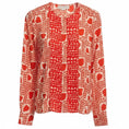 Load image into Gallery viewer, Stella McCartney Ivory / Orange Heart Print Silk Blouse