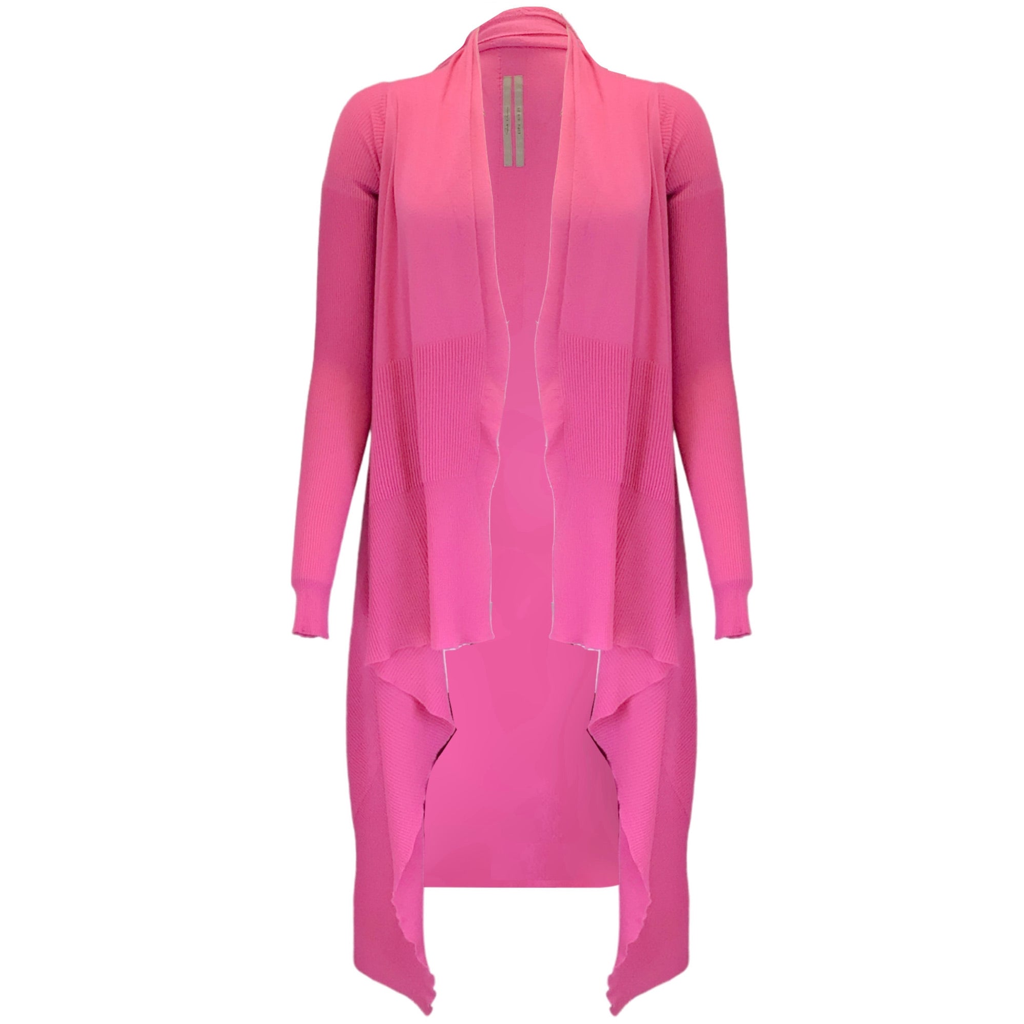 Rick Owens Hot Pink Open Long Cashmere Knit Cardigan Sweater