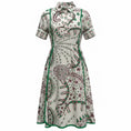 Load image into Gallery viewer, Valentino Ivory / Green Multi Printed Short Sleeved Cotton Midi Dress