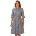 Load image into Gallery viewer, Akris Punto Navy Blue / White Striped Cotton Dress with Belt