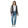 Load image into Gallery viewer, Autumn Cashmere Charcoal Grey / Light Pink / Light Grey Colorblock V-Neck Cashmere Knit Cardigan Sweater