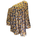 Load image into Gallery viewer, Saint Laurent Yellow / Black Multi Floral Printed One-Shoulder Silk Dress
