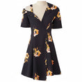 Load image into Gallery viewer, A.L.C. Black / Saffron Lucia Floral Silk Faux Wrap Mini Dress