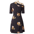 Load image into Gallery viewer, A.L.C. Black / Saffron Lucia Floral Silk Faux Wrap Mini Dress