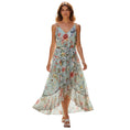 Load image into Gallery viewer, Alice + Olivia Light Blue Floral Print Mable Faux Wrap Midi Dress