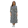 Load image into Gallery viewer, Akris Punto Black / White Stripe and Polka Dot Print Cotton Midi Dress with Belt