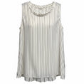 Load image into Gallery viewer, Brunello Cucinelli Ivory / Black Striped Sleeveless Silk Peplum Back Top with Monili