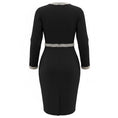 Load image into Gallery viewer, Badgley Mischka Black Pearl and Crystal Embellished Long Sleeved Midi Cocktail Dress