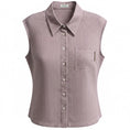 Load image into Gallery viewer, Brunello Cucinelli Lavender / White Striped Cotton and Silk Top with Monili