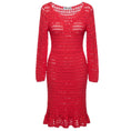 Load image into Gallery viewer, Blumarine Bright Fuchsia Crochet Knit Long Sleeved Dress