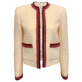 Load image into Gallery viewer, Celine Ivory Boucle Chasseur Jacket with Red Trim
