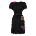 Load image into Gallery viewer, Dolce & Gabbana Black / Pink Rose Floral Applique Fringed Midi Cocktail Dress