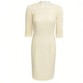 Load image into Gallery viewer, Yves Saint Laurent Ivory Three Quarter Sleeved Crepe Midi Dress