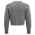 Load image into Gallery viewer, Erdem Grey Cropped Wool Knit Cardigan Sweater with Black Embroidery
