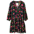 Load image into Gallery viewer, Figue Black / Pink Multi Floral Printed Silk Wrap Dress