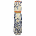 Load image into Gallery viewer, Fuzzi Cream / Blue / Orange Multi Floral Printed Sleeveless V-Neck Mesh Midi Dress