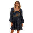 Load image into Gallery viewer, Figue Kizzy Navy Peony Puff Sleeve Smocked Mini Dress