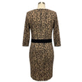 Load image into Gallery viewer, Giambattista Valli Tan / Brown / Black Bow Detail Leopard Print Wool and Cashmere Knit Midi Dress