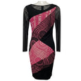 Load image into Gallery viewer, Jean Paul Gaultier Soleil Black / Pink Printed Long Sleeved Mesh Tulle Midi Dress