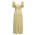 Load image into Gallery viewer, LoveShackFancy Pale Yellow Short Sleeved Lace and Eyelet Maxi Dress