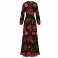 Load image into Gallery viewer, Pearl by Lela Rose Black / Red / Pink Multi Floral Print Maxi Dress
