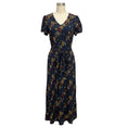 Load image into Gallery viewer, Marni Navy Blue Multi Floral Printed Short Sleeved Crepe Maxi Dress with Belt