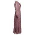 Load image into Gallery viewer, Marie Oliver Pink / Blue Printed Tie Neck Long Sleeved Silk Maxi Dress