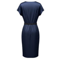 Load image into Gallery viewer, Max Mara Navy Blue Short Sleeved Silk Satin Midi Dress