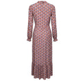Load image into Gallery viewer, Marie Oliver Pink / Blue Printed Tie Neck Long Sleeved Silk Maxi Dress