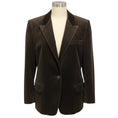 Load image into Gallery viewer, Nili Lotan Brown Diane Stretch Velvet One Button Blazer Jacket