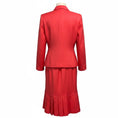Load image into Gallery viewer, Oscar de la Renta Coral Red Ribbed Cotton Jacket and Skirt Suit Set