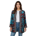 Load image into Gallery viewer, Oscar de la Renta Turquoise / Red Multi Embellished Open Front Jacket